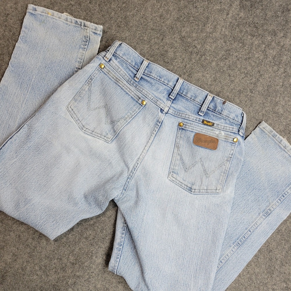 Wrangler Jeans Mens 34x30 Blue Denim Cowboy Straight Leg Stretch Rodeo Western